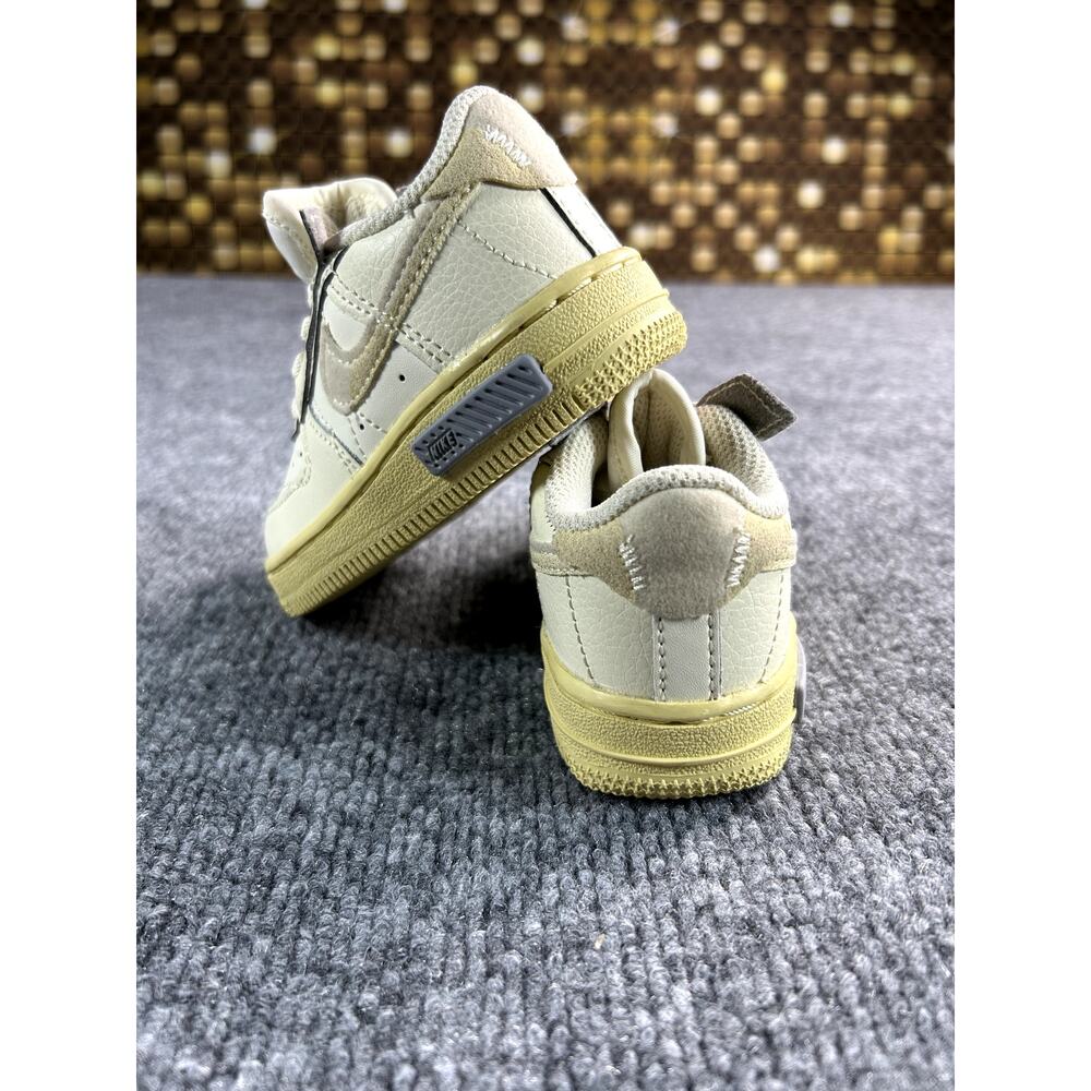 Nike Air Force 1 Low Toddler Shoes Size 5C Sail Cream Multi Swoosh Hook & Loop - Picture 2 of 7